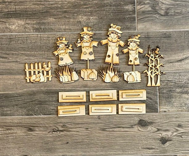 Fall Tiered Tray Decor Bundle DIY Scarecrow -Build a Family Kit