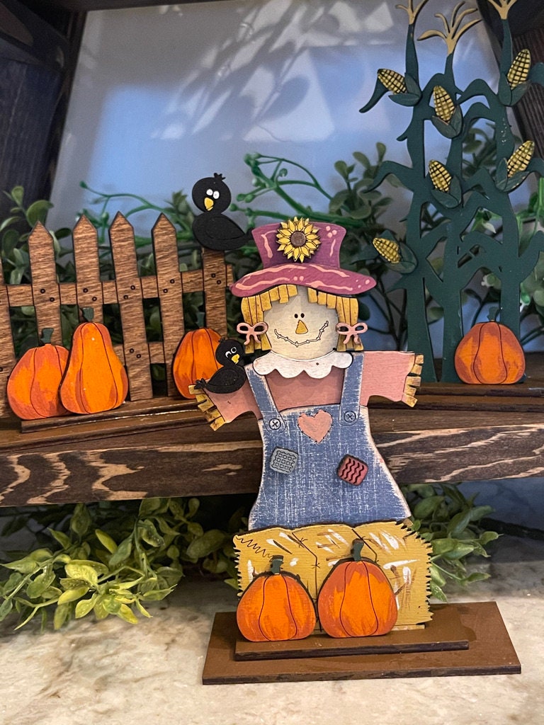 Build Your Family - Fall Family Decor - Scarecrow Tiered Tray Decor