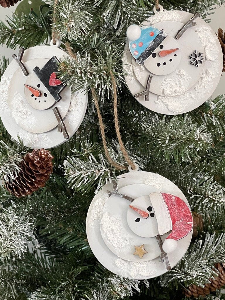 Snowman Christmas Ornament - Melted Snowman Christmas Ornament
