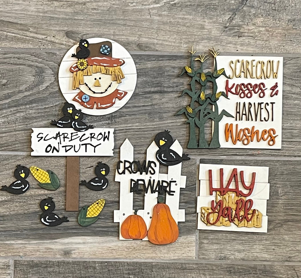 Fall Tiered Tray Bundle Scarecrow - Hay Y'All Tier Tray Bundle