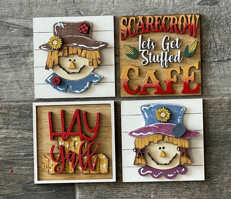 Fall Decor Bundle Scarecrow - Scarecrow Interchangeable Ladder and Tiered Tray Decor