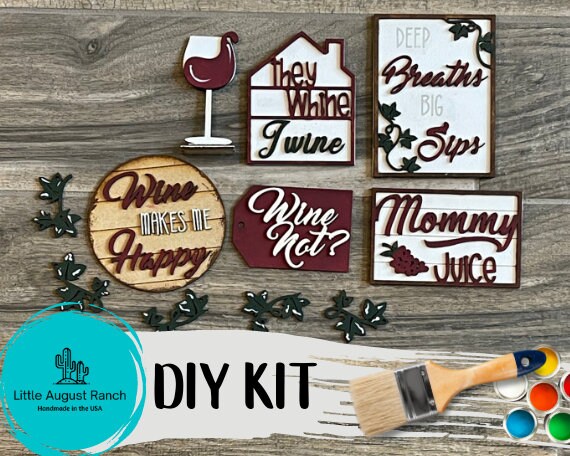 DIY Wine Tiered Tray - Mama Juice Wine Tiered Tray - Wine Not Tiered Tray - Paint it Yourself