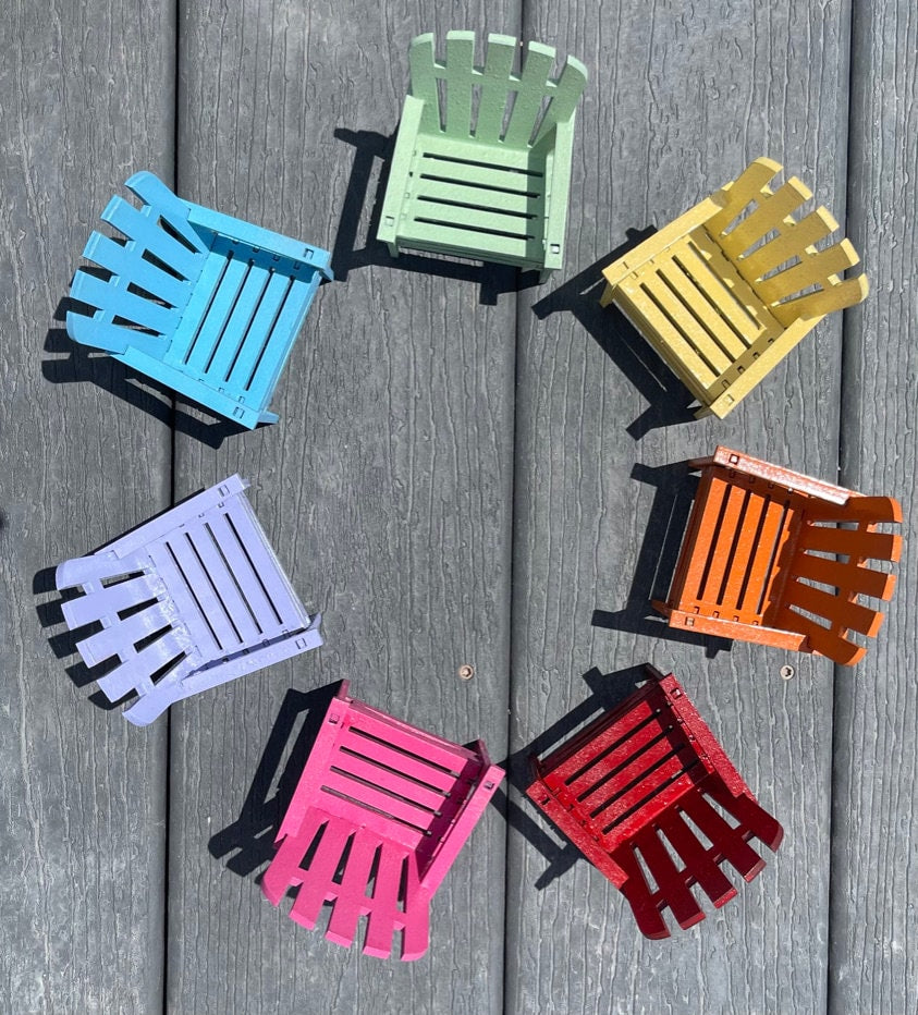 DIY Miniature Adirondack Chairs - Wood Kit- Finish Yourself - Mini Adirondack Beach Chair - Fairy Garden Chair - DIY Adirondack Beach Chair