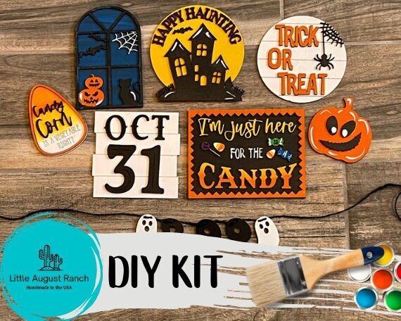 DIY Halloween Tiered Tray - Candy Corn Tier Tray Bundle - Paint it Yourself - Trick or Treat - October 31