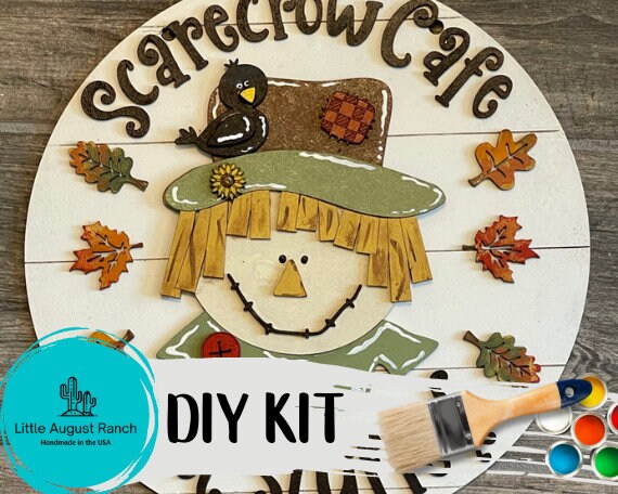 Scarecrow Door Hanger DIY Fall Kit - Paint it Yourself Fall Kit for Adult