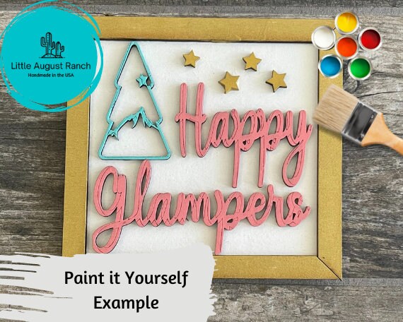 Glamping Tiered Tray DIY Kit - Camping Tiered Tray  Bundle - Retro Camping/ Glamping Tiered Tray - Paint it Yourself