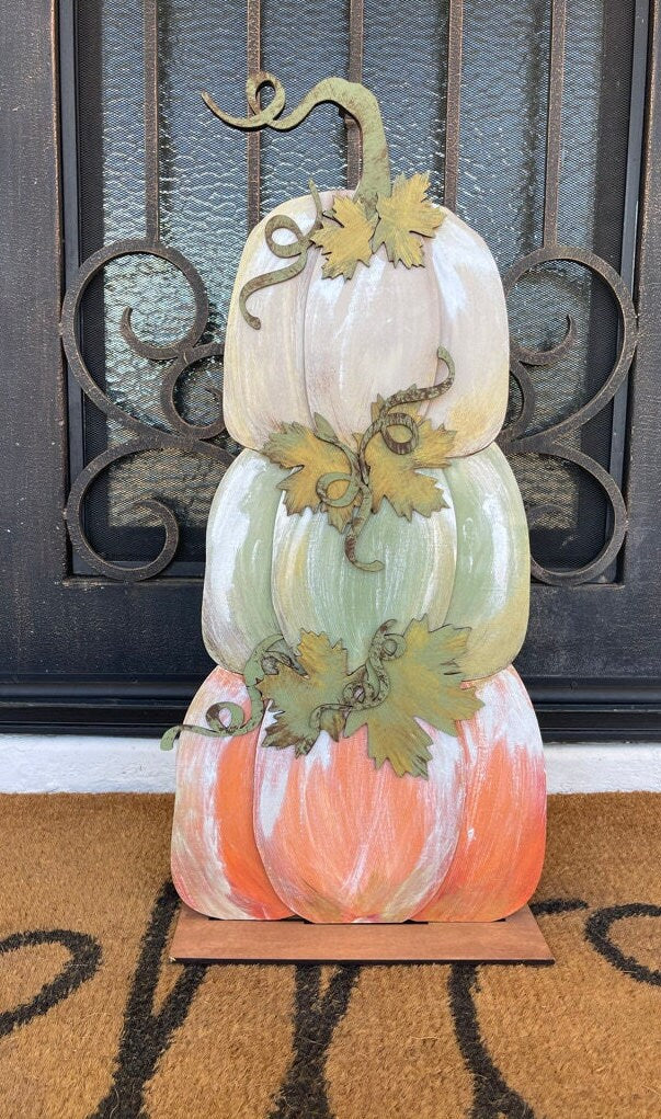 Fall Porch Sign -Stacked Pumpkin Outdoor Porch Sign
