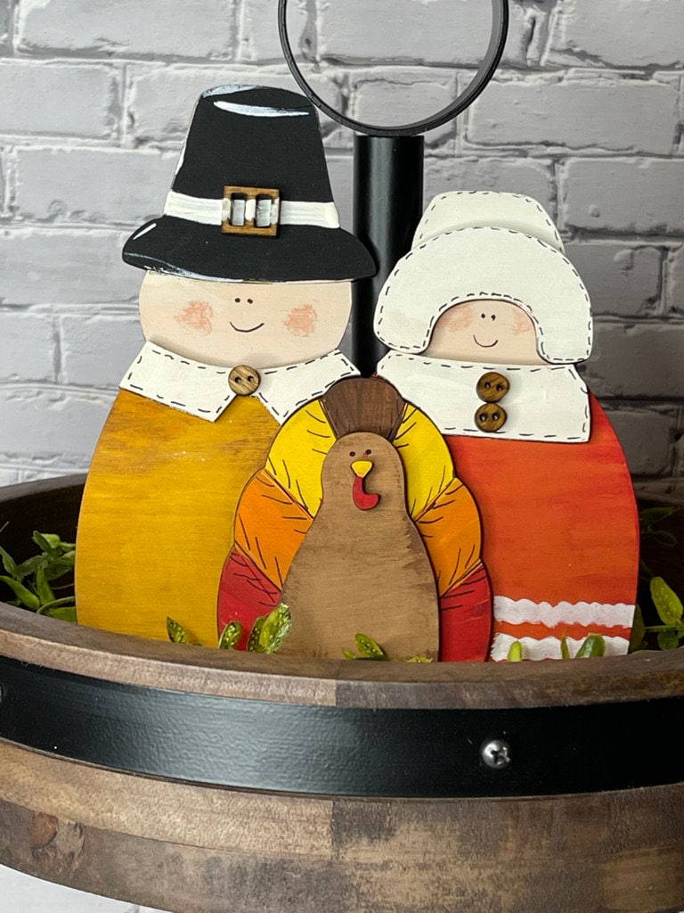 Pilgrim Tiered Tray Set - Thanksgiving Finished Tiered Tray Bundle