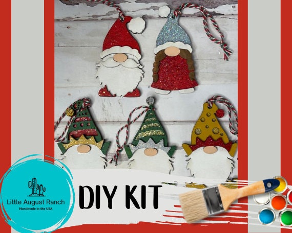 Christmas Ornament Gnome Kit - Paint it Yourself - DIY Christmas Ornament Santa, Elf  Set - Personalized Christmas Ornament