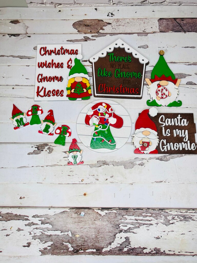 DIY Gnome Tiered Tray - Christmas Tier Tray Bundle - Christmas Gnome Tiered Tray Decor Bundle DIY