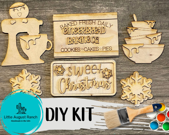 DIY Gingerbread Baking Tiered Tray - Christmas Baking Tier Tray Bundle - Tiered Tray Decor Bundle DIY - Mixer Bowls Kitchen Set