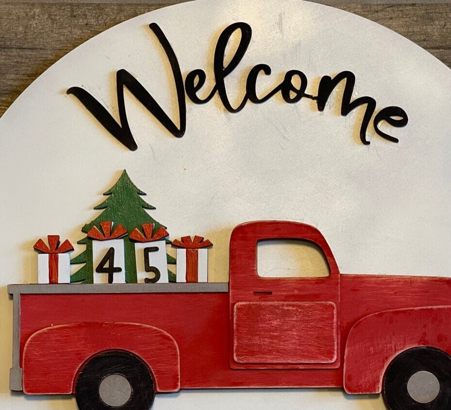 Christmas Countdown Inserts for Truck Welcome Front Door Hanger - 3D