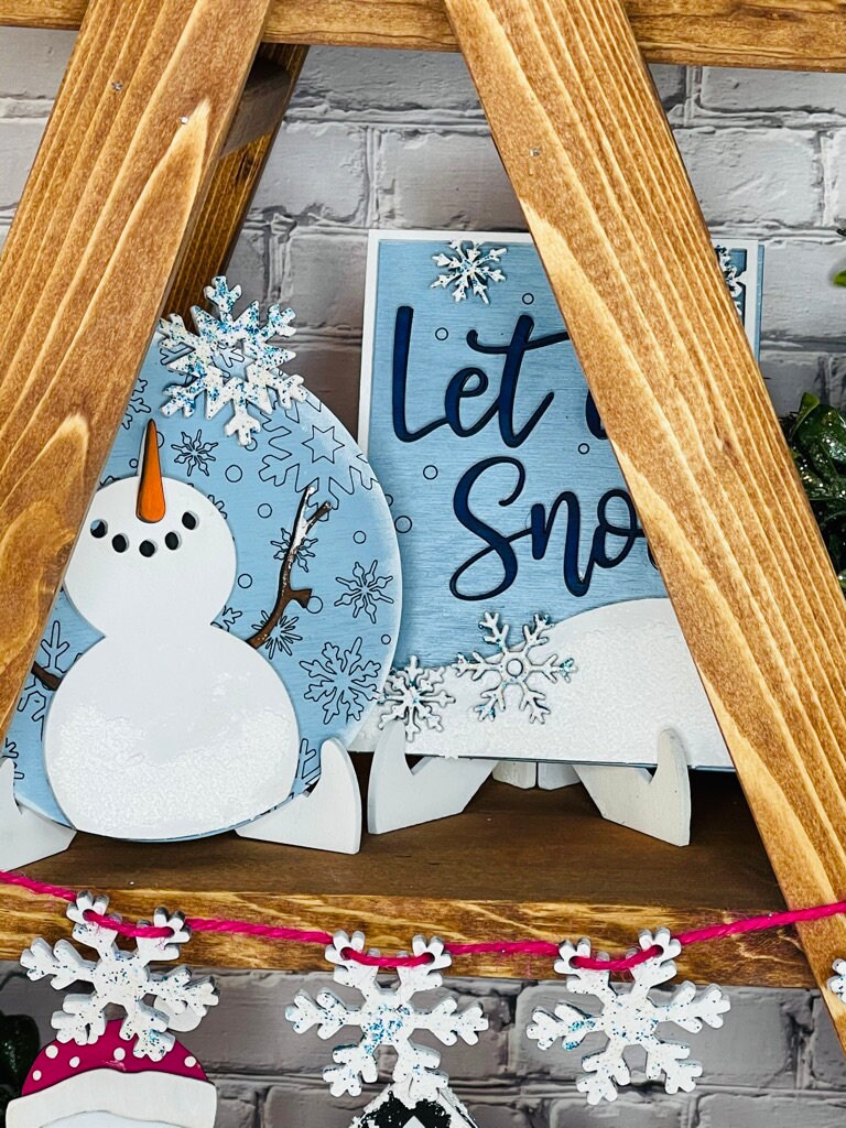 Snowmen Tiered Tray Set - Finished Tray Bundle - Winter Finished Tiered Tray Bundle - Let it Snow - Snowman small Decor