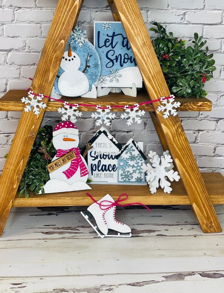 Snowmen Tiered Tray Set - Finished Tray Bundle - Winter Finished Tiered Tray Bundle - Let it Snow - Snowman small Decor