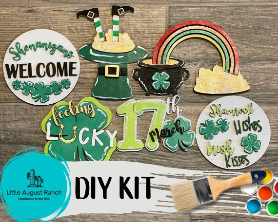 DIY St Patricks Day Tiered Tray - Leprechaun Tier Tray Bundle - Tiered Tray Decor Bundle DIY - Lucky Clover Spring Shelf Decor