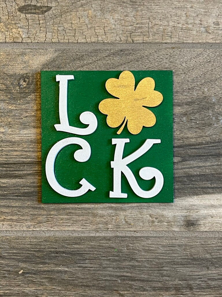 St Patricks Tiered Tray Decor - Lucky Interchangeable Ladder and Tiered Tray Decor - Shamrock Handcrafted Wood Decor