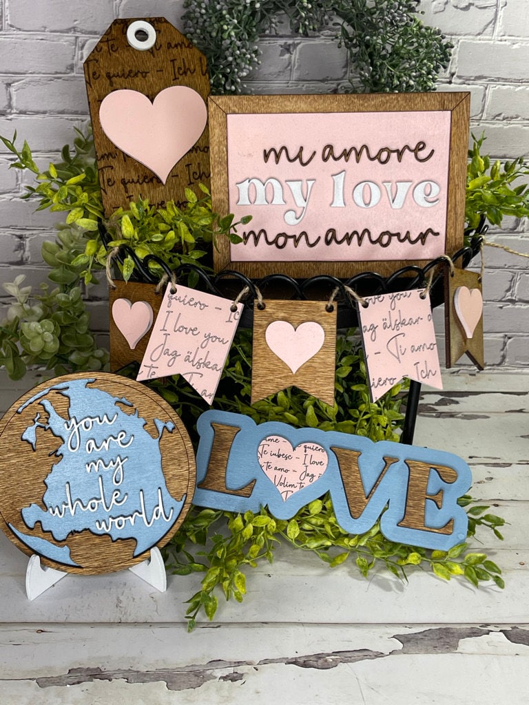 Valentine Tiered Tray Set - Finished Tray Bundle - My Love - Love Shelf Decor - You are My World