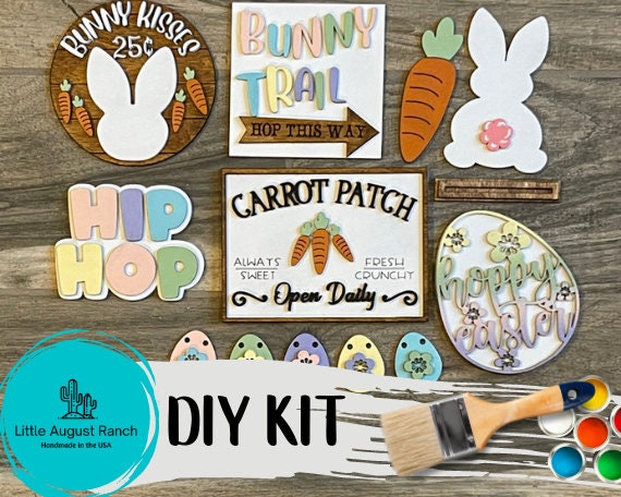 DIY Easter Tiered Tray - Easter Bunny Tier Tray Bundle - Easter Egg - Bunny Trail - Carrot Patch - Spring Kit Sign - Wood Blanks