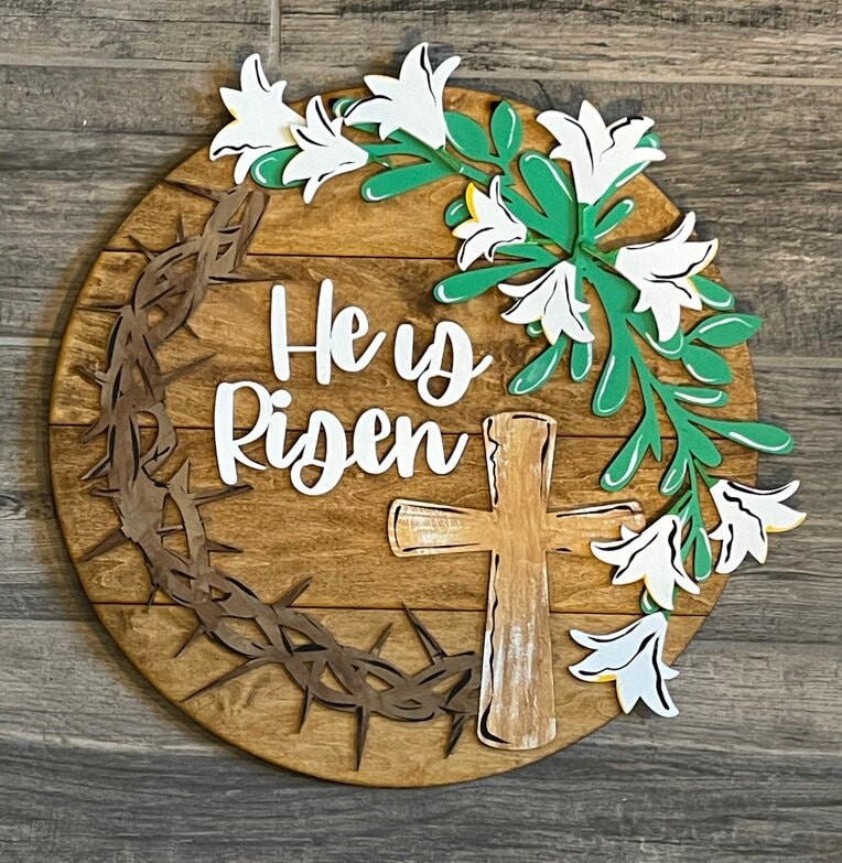 He is Risen Door Hanger - Easter Wall Hanging - Christian Easter Decor