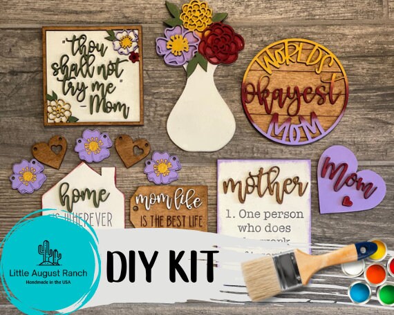 Mother's Day Tiered Tray DIY - Mom Wood Blanks - Paint Kit - Mothers Day Decor