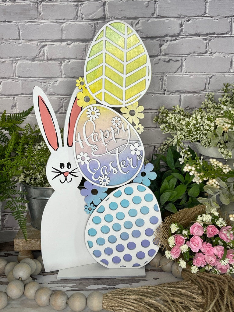 Stacked Easter Egg DIY Kit- Paint it Yourself Spring Kit - Tiered Tray Companion - Wood Blanks Easter Eggs