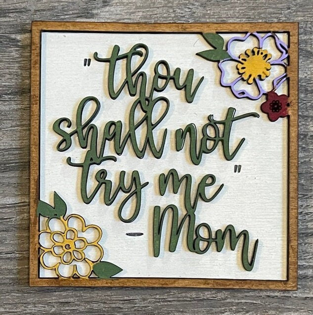 Mother's Day Tiered Tray - Hand painted Wood Mother's Day Decor - Shelf Sitter Bundle