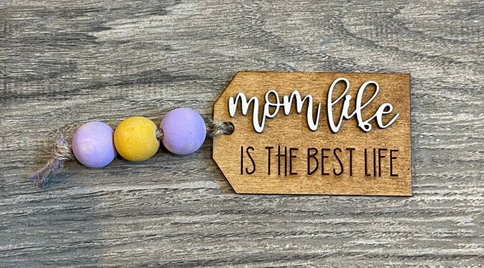 Mother's Day Tiered Tray - Hand painted Wood Mother's Day Decor - Shelf Sitter Bundle