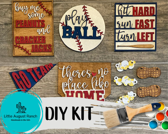 DIY Baseball Tiered Tray - Play Ball  - Sports Wood Blanks - Sports Theme Paint Kit - Decor for Kids