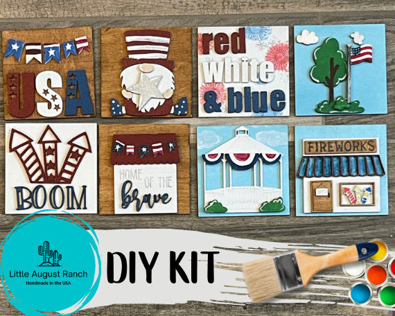 4th of July Leaning Ladder Insert Kit - Tiered Tray Paint Kit - Interchangeable Patriotic Decor  - Independence Day Kit