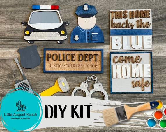 DIY Police Tiered Tray - Law Enforcement Tier Tray Bundle - Paint it Yourself - Back the Blue -