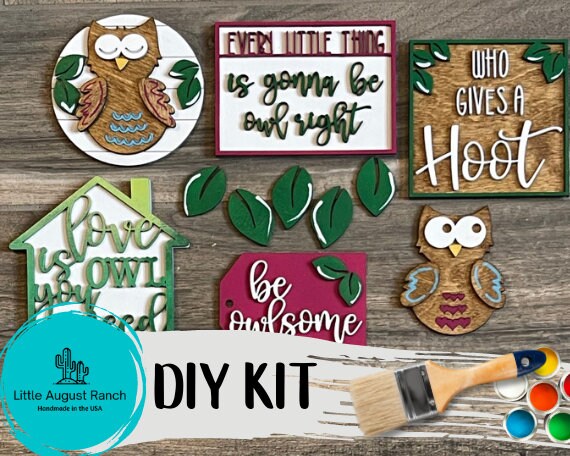 DIY Owl Tiered Tray - Animal Tier Tray Bundle - Owl Decor - Owl Wood Blanks Paint Kit