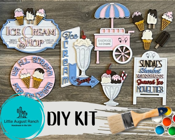 DIY Ice Cream Shop Tiered Tray - Old Fashion Ice Cream - Tier Tray Bundle - Vintage Ice Cream Wood Blanks