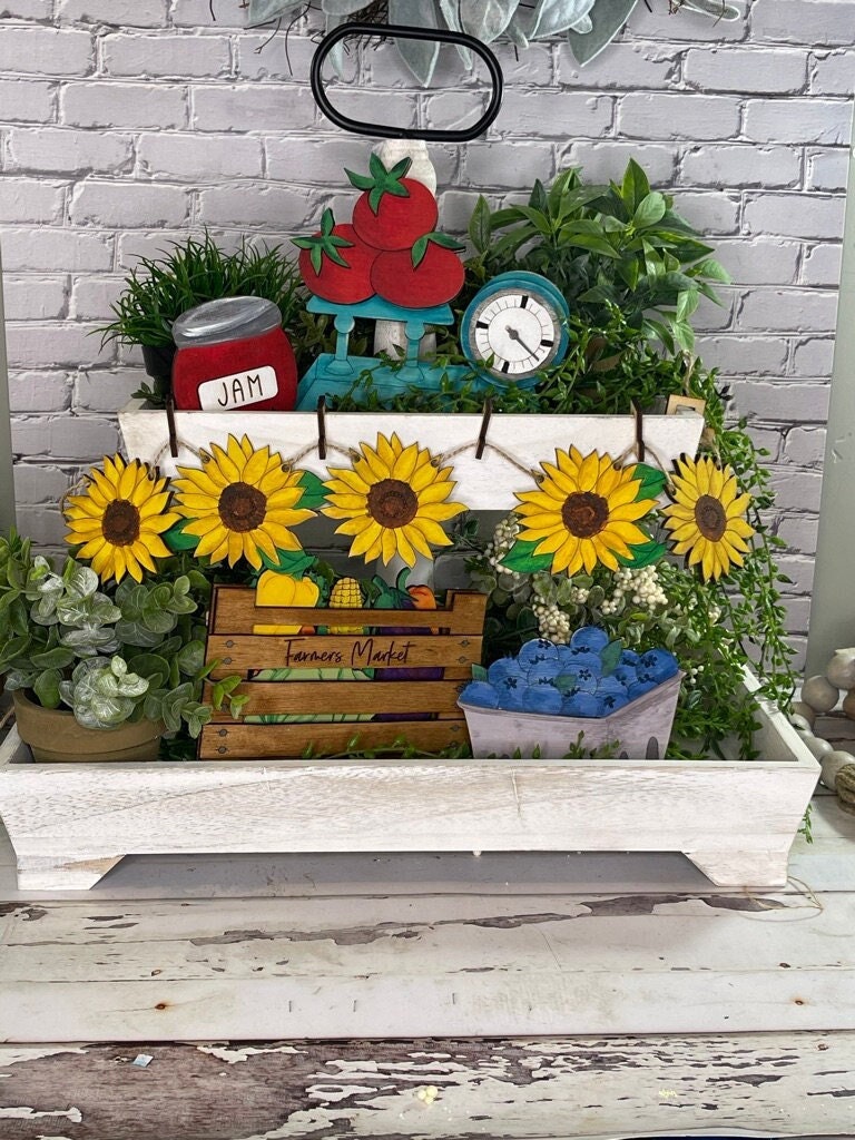 Farmers Market Tiered Tray Set - Sunflower Garland