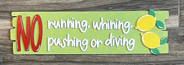 Tiki Sign - NO Running, Whining, Pushing or Diving