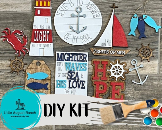 Nautical Tiered Tray Decor Bundle DIY -Christian Tiered Tray - Fisher of Men - Jesus Home Decor - Paint Kit