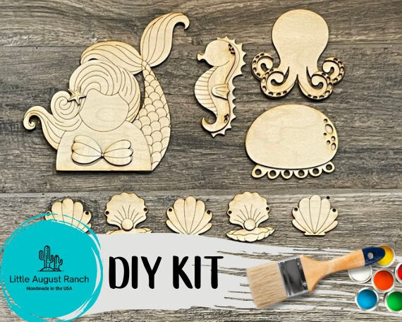 DIY Under the Sea Tiered Tray - Mermaid Tier Tray Bundle - Mermaid, Seahorse, Pearl, Clam, Jellyfish, Octopus Wood Blank Active Restock requests: 0