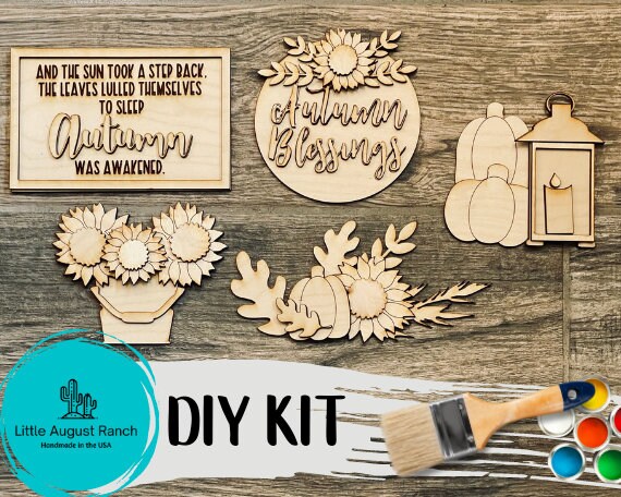 Autumn Blessings Tiered Tray Decor Bundle DIY -Fall Harvest Tiered Tray - Sunflowers Wood Decor Blanks