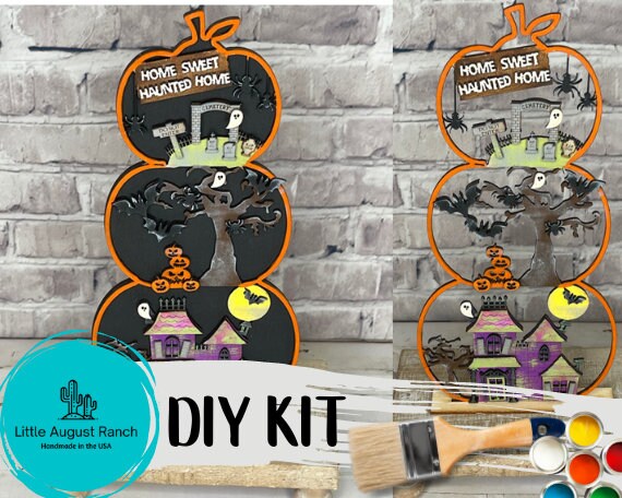 DIY Halloween Pumpkin Craft Kit -Stacked Spooky Pumpkins Paint Kit