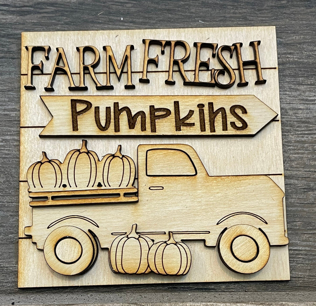 Fall Farm Square DIY Decor - Fall Pumpkin Patch DIY Bundle - Leaning Ladder Insert Kit - Interchangeable Fall Decor - Sunflower Fall DIY