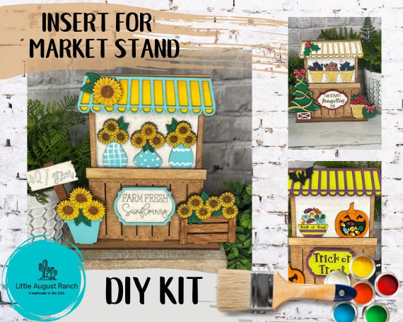 Sunflower Insert for Market Stand - DIY -Inserts for Market Stand -  Freestanding Shelf Decor - Paint it Yourself Kit