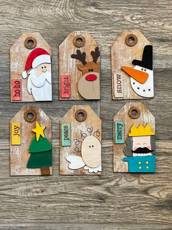 DIY Christmas Tags-  Tree Ornament Wood Blanks - Traditional Christmas Tree Ornaments - Santa Ornaments