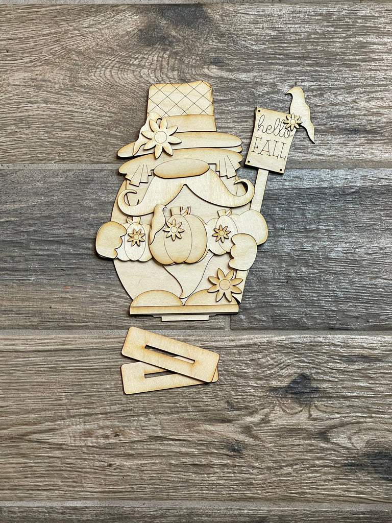 Fall Gnome DIY - Standing Gnome on Base - Scarecrow DIY Paint Kit - DIY Shelf Decor