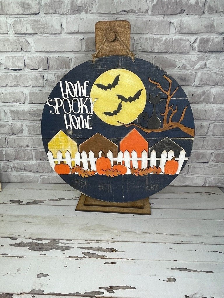 Home Spooky Home Halloween Door Hanger - Halloween Shelf Decor