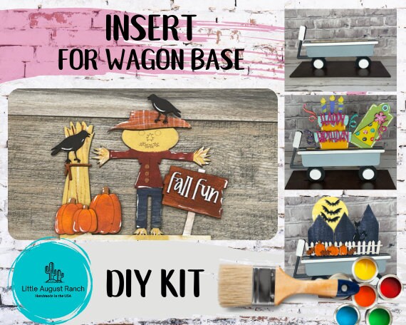 Scarecrow Wagon Insert for Interchangeable Inserts - Unfinished Decor - Freestanding Shelf Decor - Paint it Yourself DIY Kit
