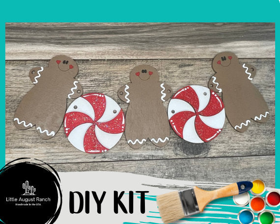 Gingerbread Banner Wood DIY - Christmas Home Decor Kit