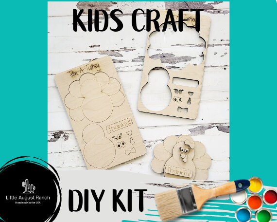Thanksgiving Kids Wood DIY - Turkey - Paint it Yourself Kit - Party Kids Craft