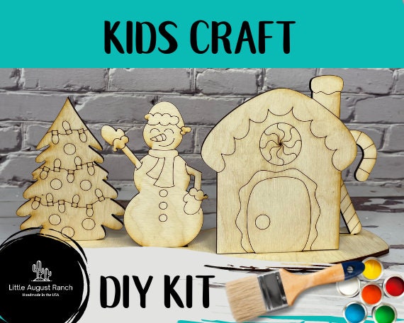 Winter Kids Wood DIY - Snowman Gingerbread House