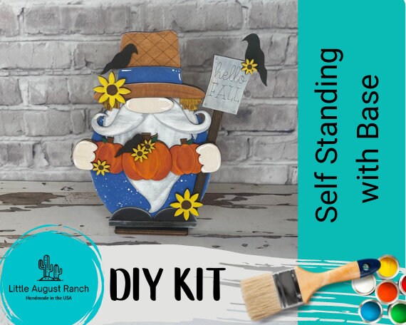 Fall Gnome DIY - Standing Gnome on Base - Scarecrow DIY Paint Kit - DIY Shelf Decor