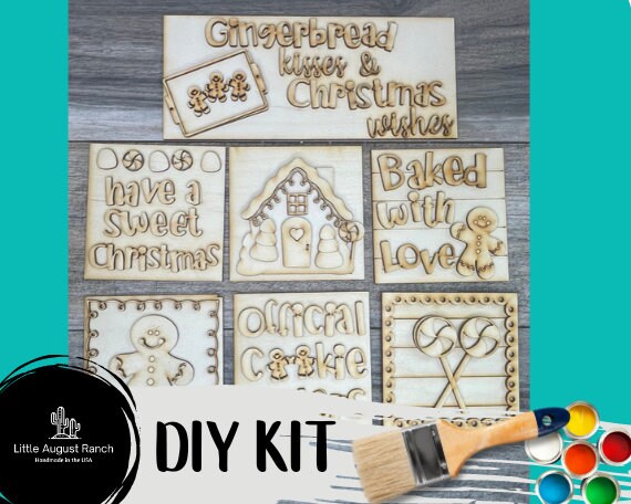 Gingerbread DIY Leaning Ladder Insert Kit  - Interchangeable Tiered Tray Ladder Decor - Christmas Cookie Baking