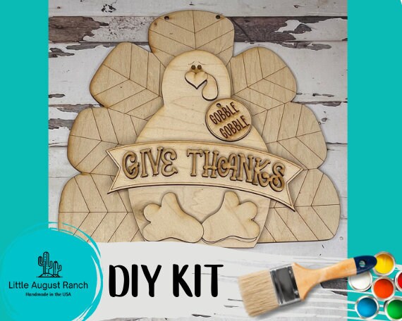 Turkey Door Hanger DIY Wood Kit - Thanksgiving Wood Blanks - Fall Decor Paint Kit